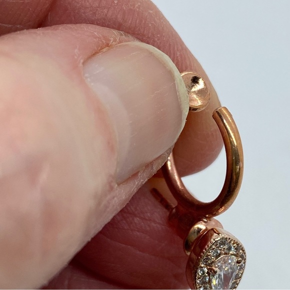 SWEETV Chandelier Rose Goldtone Cubic Zirconia Earrings Pierced or Clip On. - Picture 7 of 8